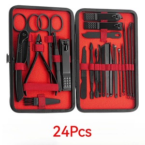 Juego de pedicura profesional de acero inoxidable de 7-24 piezas, kit completo con cortaúñas y estuche portátil de regalo. - Product Image 4