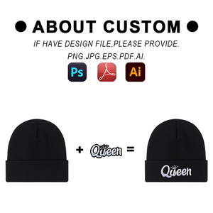 Gorro Unisex Negro de Harry Johnson Production con Bordado de la Reina, 100% Acrílico, Gorro Casual de Invierno para Adultos con Diseño Plegado - Product Image 1
