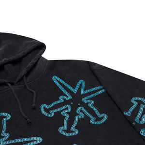 Custom Y2K Streetwear Rhinestone Hoodie Vintage Wash Heavyweight Oversized Star Graphic <b>Pullover</b> <b>Men</b> Women Hip Hop Sweatshirt - Product Image 4