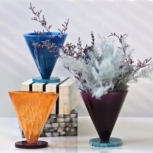 Handmade Swirled Resin flower Pots vases Waterproof cone planter Custom color home decor Wedding gift planter At <b>Best</b> price - Product Image 2