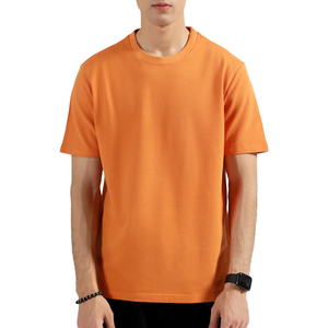 Camiseta de Manga Corta para Hombre, Color Naranja, Cuello Redondo, Corte Regular, Informal, 100% Algodón Jersey, Tejido Liso - Product Image 1