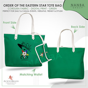 Sac fourre-tout maçonnique vert imperméable avec fermeture éclair, broderie style OES, Eastern Star, Si-star, Sassy & Classy - Product Image 2