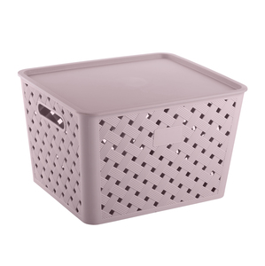 Cesta de Almacenamiento de Plástico Tejido con Tapa - Product Image 2
