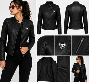 Top Selling Best Winter Woman Genuine Leather Jacket Canvas Stand Collar Customized Design Street wear Quick Dry Front <b>Zipper</b> - Product Image 4