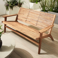 Ensemble de chaise longue et canapé deux places en teck pour l'extérieur, mobilier de patio moderne du milieu du siècle