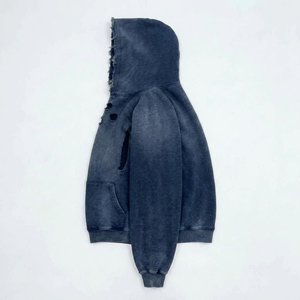 Sweats à capuche pour hommes, personnalisables avec logo, épais, à fermeture éclair, style vintage délavé, broderie, patch, anti-boulochage, ODM - Product Image 5