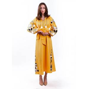 Vestidos Maxi de Manga Larga con Mangas Abullonadas, Bordado Floral, Cuello en V, Diseño Bordado 2026, Vestidos de Lino - Product Image 6