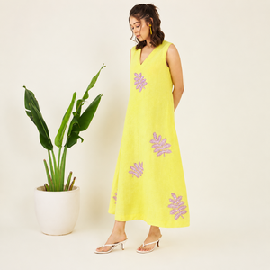 Robe Sundowner à taille naturelle, en coton tissé, avec doublure en coton, silhouette décontractée en A - Product Image 3