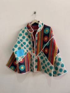 Chaqueta Kantha india hecha a mano, abrigo largo reversible, estilo bohemio, chaqueta bomber. - Product Image 4