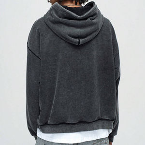 Sweat à capuche personnalisé OEM pour homme, épais et lourd, avec impression graphique sérigraphiée, coupe courte, idéal pour l'hiver - Product Image 2