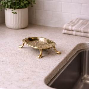 Traditional Brass Bathroom Soap Organizer <b>Wall</b> Mounted Soap Storage Tray for Luxury Washroom Decoration - Product Image 4