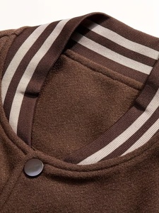 Wholesale Coated Unisex Collarless Brown White Color Block Varsity Winter Versity Jacket-New Arrival High Quality Heated WP Fit - Product Image 5