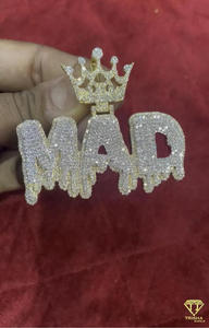 Pendentif Hip Hop de luxe « MAD » avec lettre personnalisée, collier Bling, bijoux de style streetwear - Product Image 6