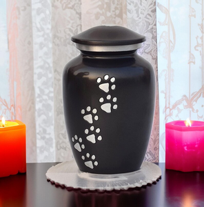 Black Aluminum Pet Cremation <b>Urn</b> Paw Print Keepsake Memorial Crematory <b>Urn</b> for Dogs and <b>Cats</b> - Product Image 5