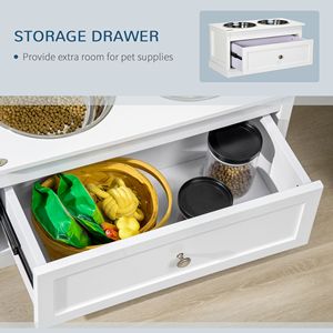 Tappetino per cani portatile con 2 ciotole in acciaio inossidabile e cassetto portaoggetti - Bianco - Product Image 5