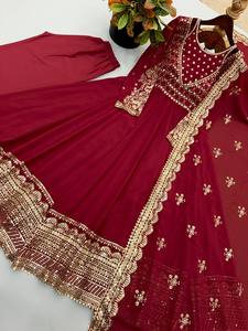 TENNECY - Juego de Pañuelos de Georgette para Mujer, Diseño Elegante, Estampado Sólido, Reversible, Sin Arrugas, de Secado Rápido, para Fiestas, Bodas, Diwali, Uso Diario - Product Image 3