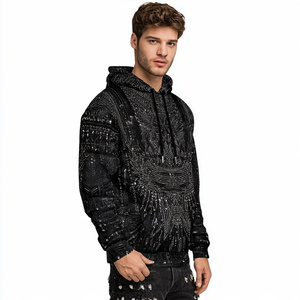 Hoodie Homme en Polaire Épaisse avec Strass, Style Urbain Hivernal, Pull à Capuche pour Homme - Product Image 5