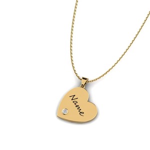 Colgante de Corazón con Grabado de Nombre y Piedra de Zirconia, Plata 925, Aleación de Moissanita, Amuleto Romántico para Regalo Unisex - Product Image 2