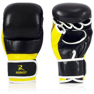 บริการ OEM ผู้ผลิตถุงมือ MMA ขนาดสั่งทำ หนังแท้ กันลื่น ปิดด้วยแถบตีนตุ๊กแก ยี่ห้อ ROBUST INDUSTRIES ถุงมือสำหรับฝึกซ้อม - Product Image 1