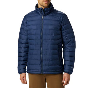 Chaqueta Acolchada de Invierno para Hombre, Color Sólido, Cuello Alto, Resistente al Viento, Cierre Frontal, Informal, de Poliéster - Product Image 1