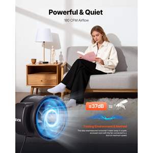 Controlador de Velocidad para Ventilador de Conducto en Línea de 4 Pulgadas, Kit de Filtración de Aire de 180 CFM, Filtro de Carbón, Sistema de Ventilación, Modelo de Refuerzo para Calefacción y Refrigeración - Product Image 3