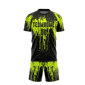 Conjunto de Camiseta de Baloncesto Unisex sin Mangas con Cuello en V Geométrico, Estampado de Goteo en Verde Neón y Negro, Sublimado, 100% Poliéster Transpirable - Product Image 2