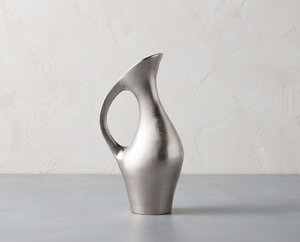 Jarra Decorativa Moderna de Metal Plateado, Texturizada, para Decoración de Oficina o Biblioteca - Product Image 1