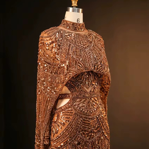 Vestido Mini de Lujo con Flecos de Cuentas para Fiestas Nocturnas y Cócteles, Venta al por Mayor, Proveedor a Granel de Vestidos Mini con Flecos de Cuentas Doradas - Product Image 1