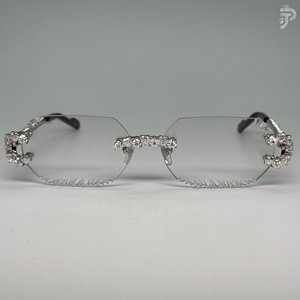 Gafas de sol unisex con diseño hip hop, montura de lujo con diamantes de moissanita VVS talla corazón y diamantes incrustados. - Product Image 1