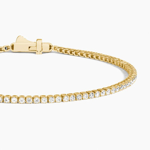 Pulsera de tenis con diamantes de corte redondo y engaste de punta compartida de eternidad completa - Product Image 4