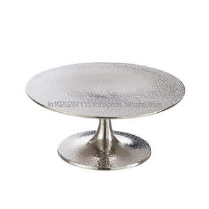 Pedestal metal cake <b>stand</b> with scalloped edge for romantic wedding decor and <b>cupcake</b> arrangement ideas - Product Image 2
