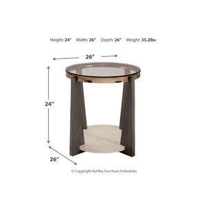 Table basse ronde moderne et écologique avec plateau en verre trempé et étagère de rangement en bois pour salon Chandni - Product Image 4