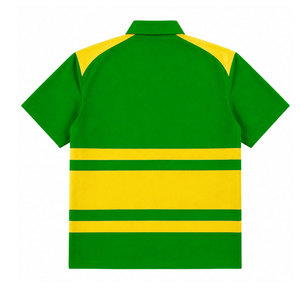 Chemise boutonnée rayée pour femme Chi Eta Phi Sorority, manches courtes, vert et jaune, style color block, décontractée, printemps-été - Product Image 5