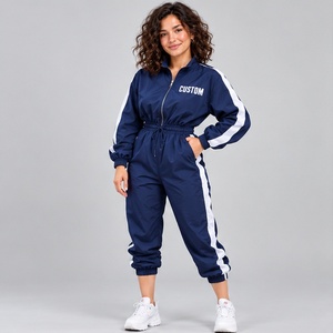 Chaqueta Deportiva Personalizada con Logotipo, Estilo Único, Nuevo Estilo, Ropa Urbana para Mujer, Chaqueta Cortavientos con Cremallera Frontal y Rayas Blancas y Azules, Traje Deportivo para Mujer - Product Image 1