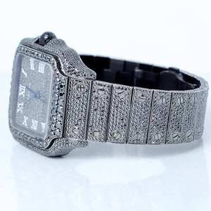 Reloj Automático de 41 mm, Totalmente Negro, con Diamantes Roman VVS, Cristal Lujoso, Acero Inoxidable, Movimiento Moissanite - Product Image 3