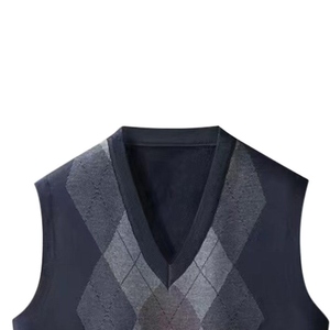 Men's <b>Argyle</b> Knitted Sleeveless V-Neck Pullover <b>Sweater</b> <b>Vest</b> Regular Fit Casual Autumn Wear Best Quality New Streetwear Style - Product Image 4