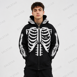 Wholesale Skeleton Print Sublimation <b>Hoodie</b> Custom Graphic Halloween <b>Gothic</b> Party Hooded Sweatshirt Manufacturer - Product Image 3