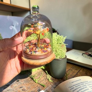 Seven Chakra Gemstone <b>Tree</b> in Glass Cover – Healing <b>Crystal</b> Bonsai with Wooden Base - Product Image 4