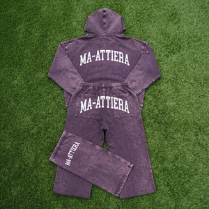 Conjunto de Sudadera Oversize Lavada Personalizada y Pantalones Anchos de Felpa para Mujer, Chándal de Algodón Estilo Urbano OEM ODM - Product Image 6