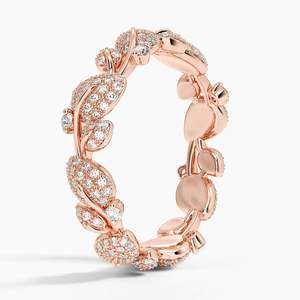 Anillo de Eternidad de Oro Amarillo con Diamantes Cultivados en Laboratorio Certificados por IGI, Engaste Pavé, Diseño de Planta, Joyería Fina de Lujo para Mujer - Product Image 6