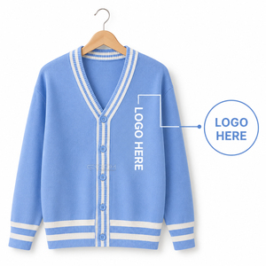Cosh International Acrylic Custom Logo Sisterhood Sorority <b>Light</b> Blue Knitted V-Neck <b>Cardigan</b> Long Sleeve Casual All Season Wear - Product Image 5
