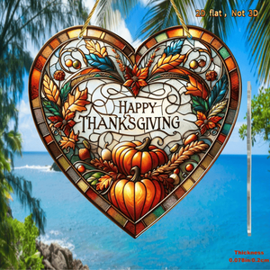 CIFbuy Atrapasol de Calabaza y Corazón para Acción de Gracias, Decoración Colgante de Acrílico para Jardín, Ventana de Otoño, Cristal y Atrapasoles - Product Image 5
