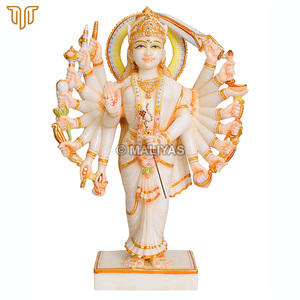 Marble Durga Maa Statue with Multiple Arms | Standing Durga Mata Murti with Divine Weapons by MALIYAS Jaipur India - Product Image 2