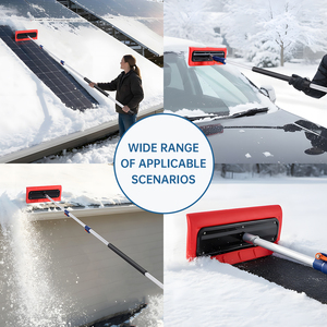 מברשת שלג לרכב עם מוט טלסקופי מסתובב, מגרדת קרח לניקוי שמשות בחורף, מברשת שלג קלה משקל מקצף EVA - Product Image 6