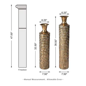 Modern Brass Floor <b>Vase</b> Set Handmade Textured <b>Gold</b> Finish Decorative Centerpiece for Living Room Hotel Lobby Wedding - Product Image 2