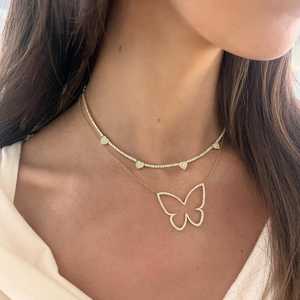 Diamond Butterfly Necklace 15-18 Inch Minimalist Dainty Layering <b>Pendant</b> Jewelry Gift Custom 14K 18K <b>Solid</b> <b>Gold</b> Women's Luxury - Product Image 4