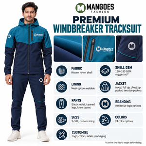 Ensemble de survêtement unisexe personnalisé, écologique, respirant, avec capuche, en tissu tissé léger, veste zippée intégrale et pantalon de jogging pour l'extérieur - Product Image 6