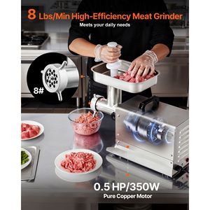 Tritacarne Elettrico Commerciale in Acciaio Inossidabile, Capacità 7 Libbre/Min, Lama e Piastra di Macinazione per Salsicciere, Motore da 10L - Product Image 2