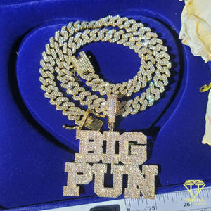 Collar de cadena con colgante de letra 'Snow Beach' con diamantes de moissanita, estilo Hip Hop, joyería de lujo personalizada - Product Image 4
