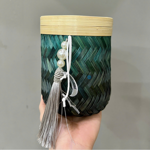 กล่องของขวัญไม้ไผ่ธรรมชาติรักษ์โลก พร้อมอุปกรณ์ตกแต่ง พู่สีฟ้า ลายพระจันทร์และดวงดาว กล่องใส่ขนม สำหรับเทศกาลอิสลาม รอมฎอน อีด ขายส่งจำนวนมาก - Product Image 4
